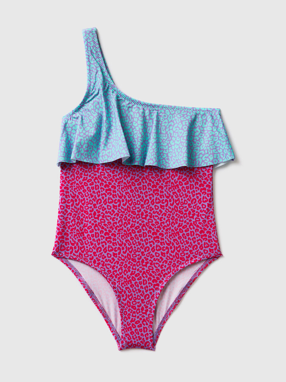 One-piece swimsuit with animal print