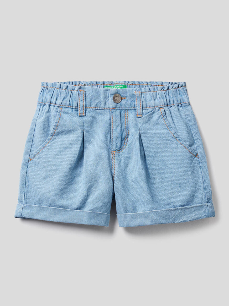 Denim look shorts with cuff image number 1