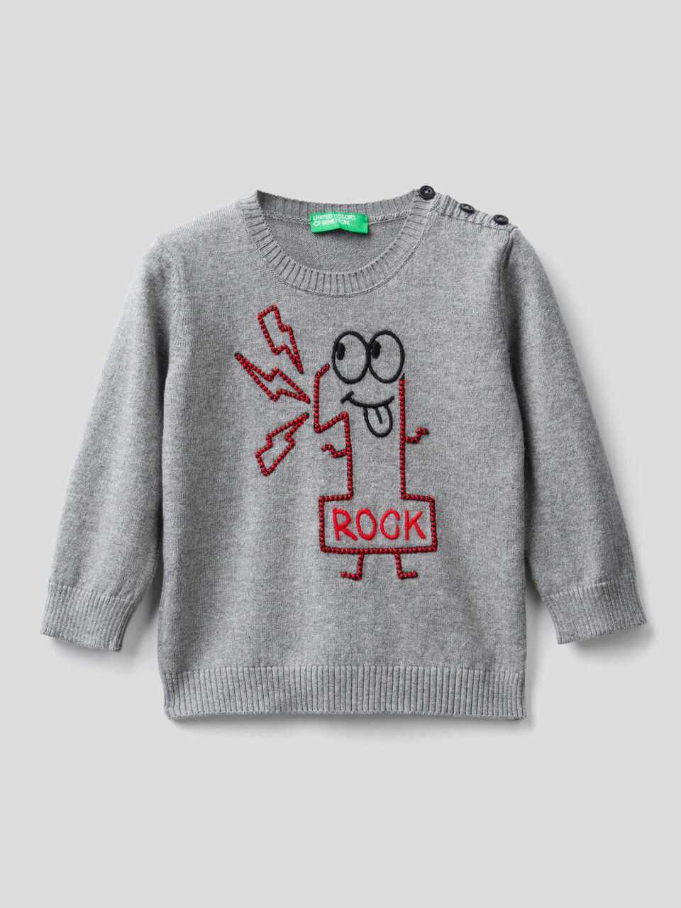 Sweater in 100% cotton with embroidery image number 1