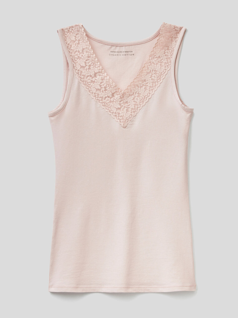 Super stretch tank top with lace image number 1