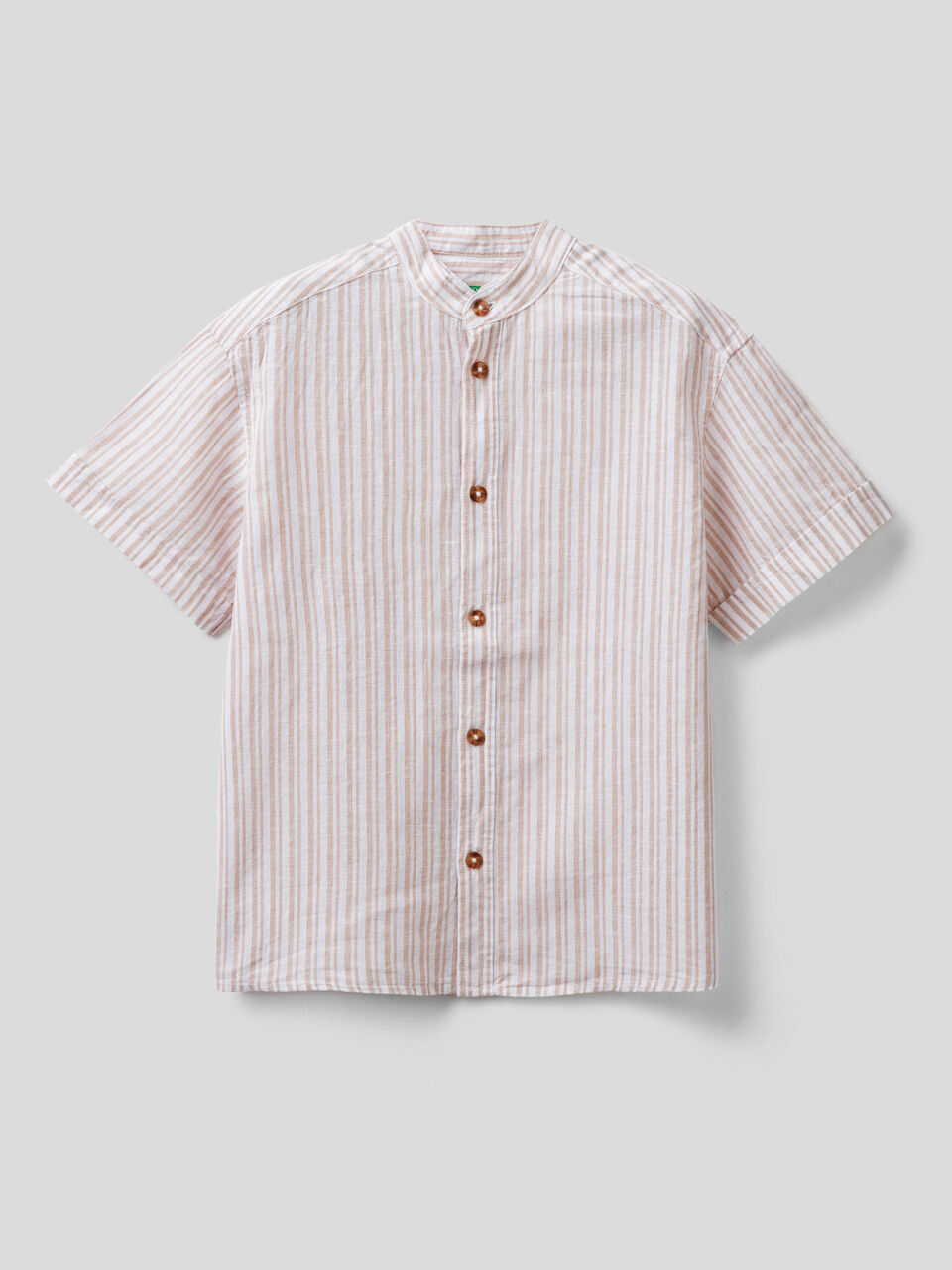 Striped shirt made from linen blend image number 1