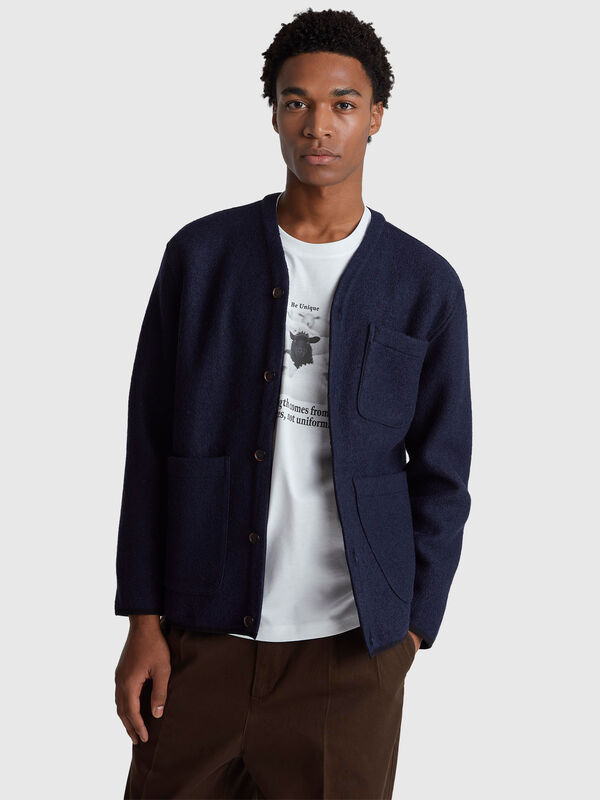 Jacket with pockets in viscose and wool blend Men