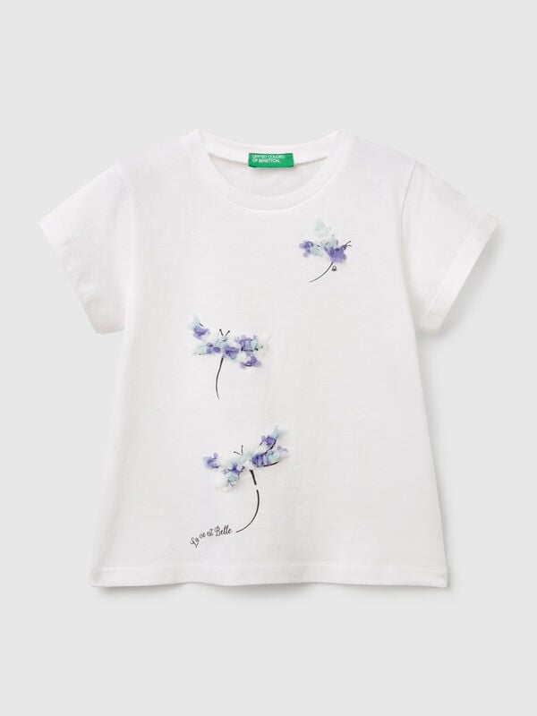 T-shirt with petal effect applique Junior Girl