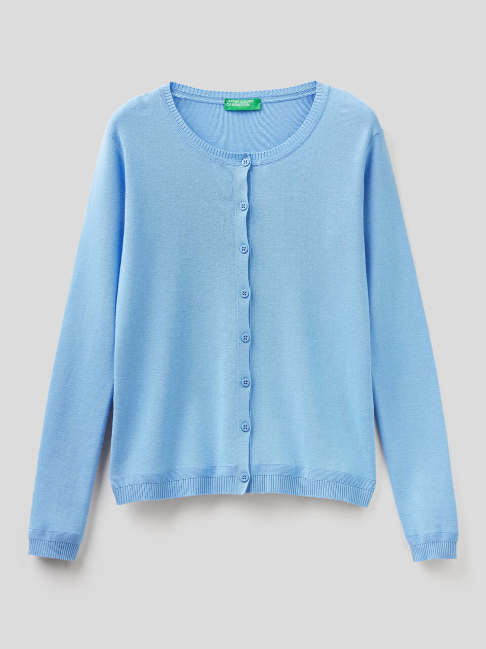 Pure cotton crew neck cardigan image number null