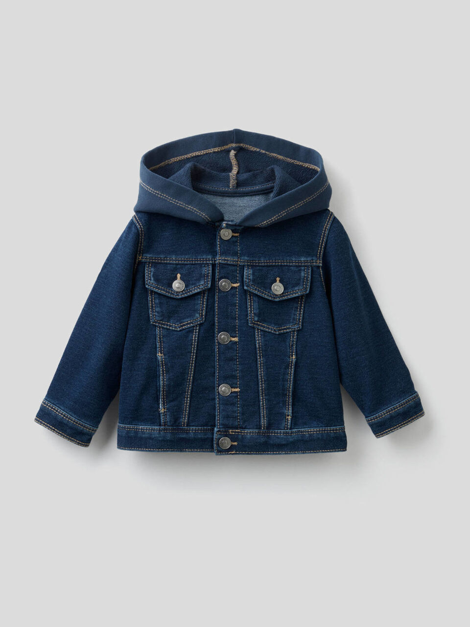 Denim look sweat jacket image number 1