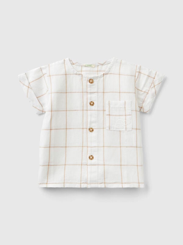 Check shirt in linen blend New Born (0-18 months)