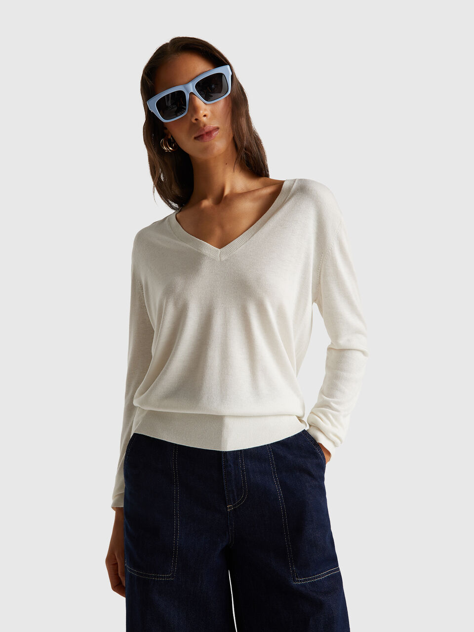 V NECK SWEATER L/S Women image number null