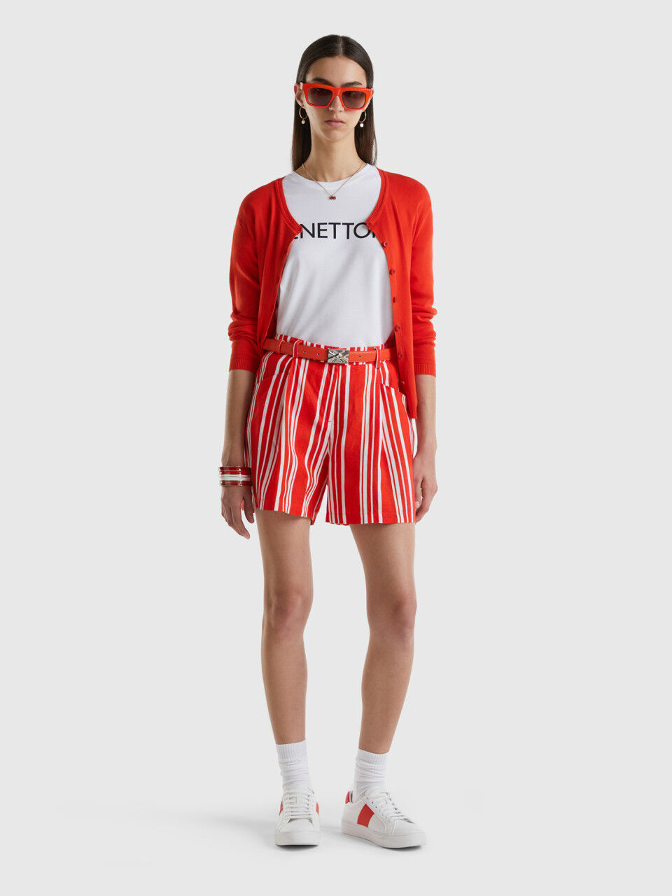 Bermudas in pure printed linen