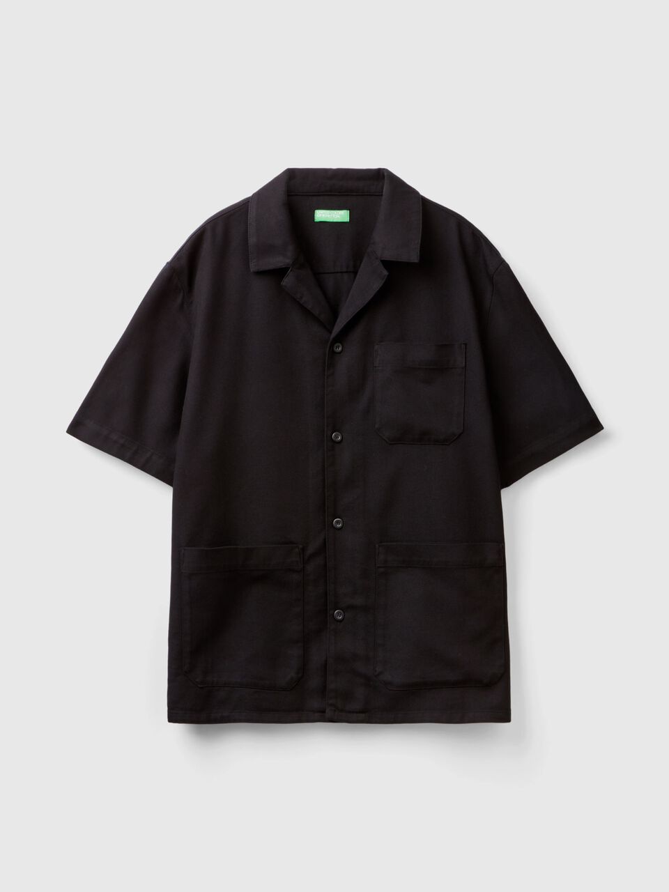 Shirt in Modal® and cotton blend - Black | Benetton