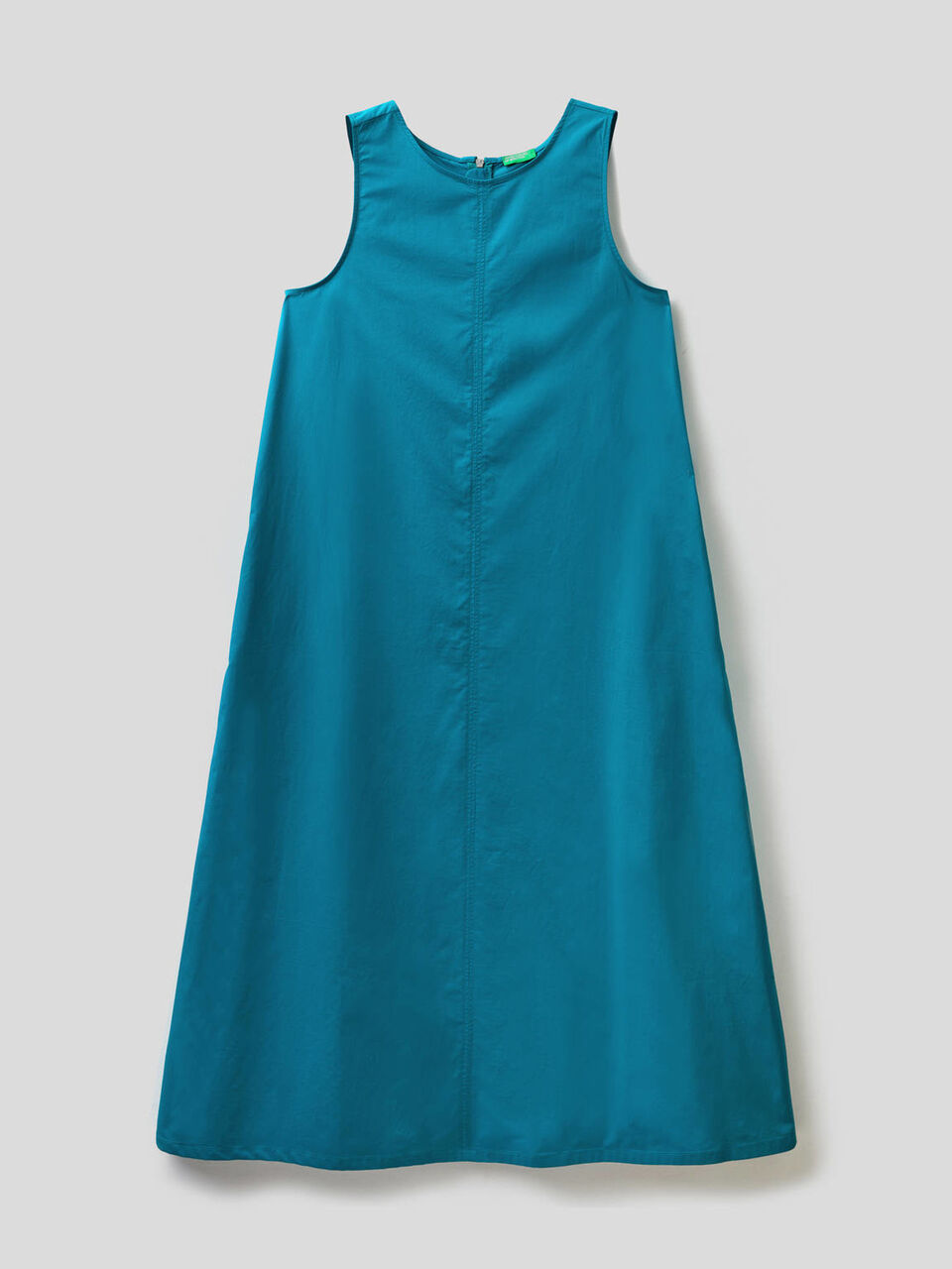 Long sleeveless dress in 100% cotton image number 1