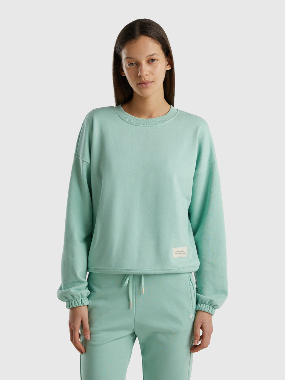 Crew neck sweatshirt in cotton blend