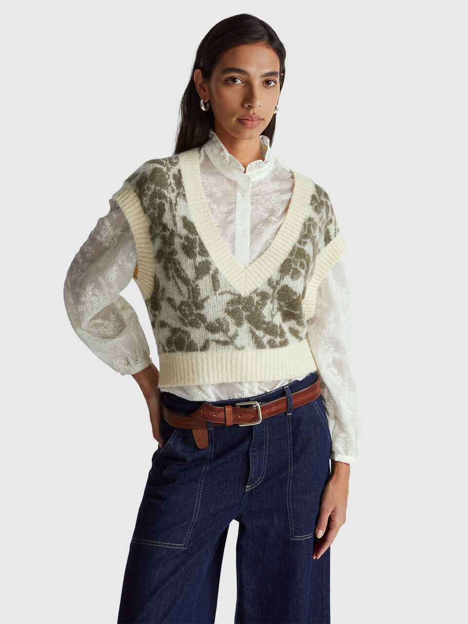 S/L V NECK SWEATER Women image number null