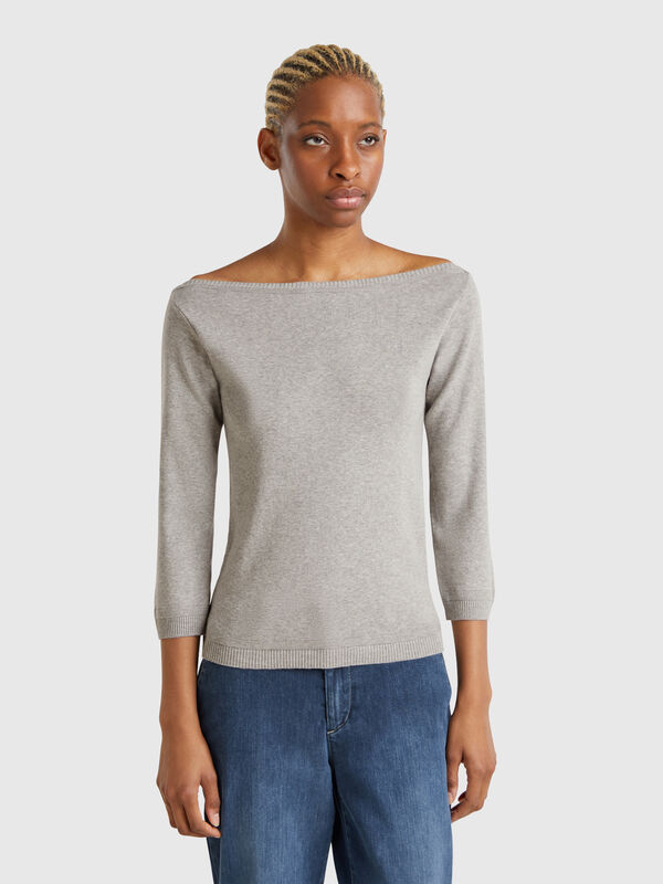 100% cotton boat neck sweater Women