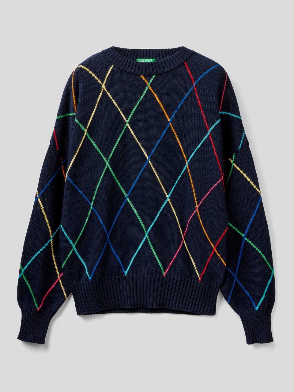 Sweater with multicolor diamonds image number 1