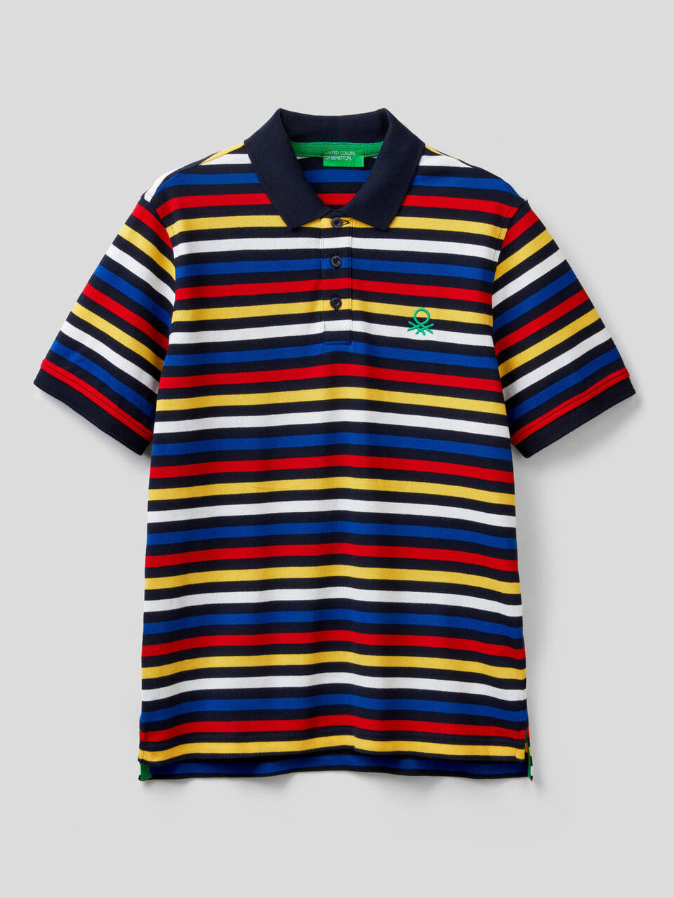 Striped polo in stretch cotton image number 1