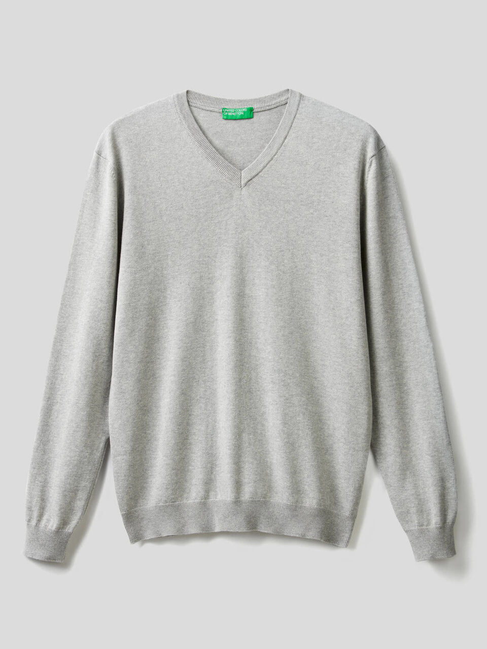 Pure cotton sweater with V-neck image number 1