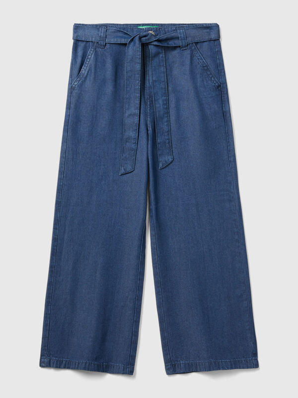 Wide fit trousers in chambray Junior Girl