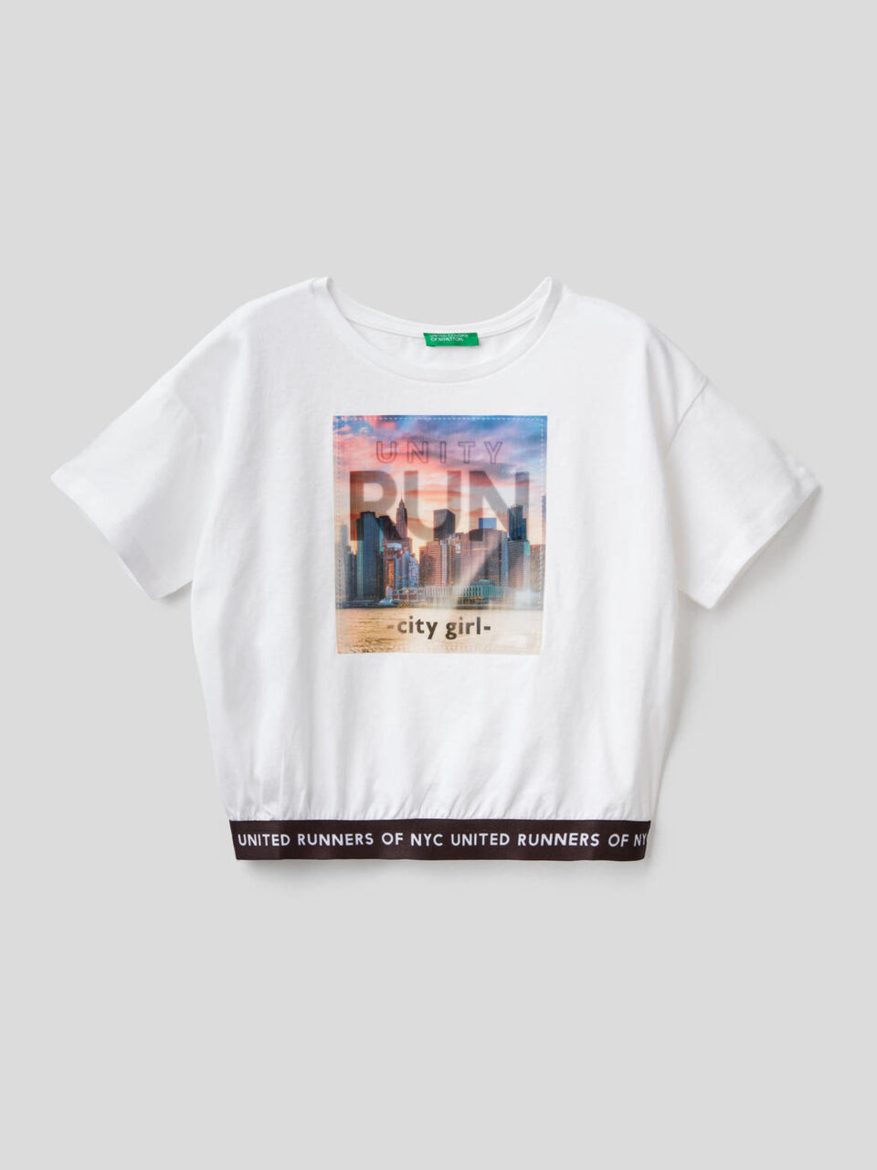Cropped t-shirt with shimmering print image number 1
