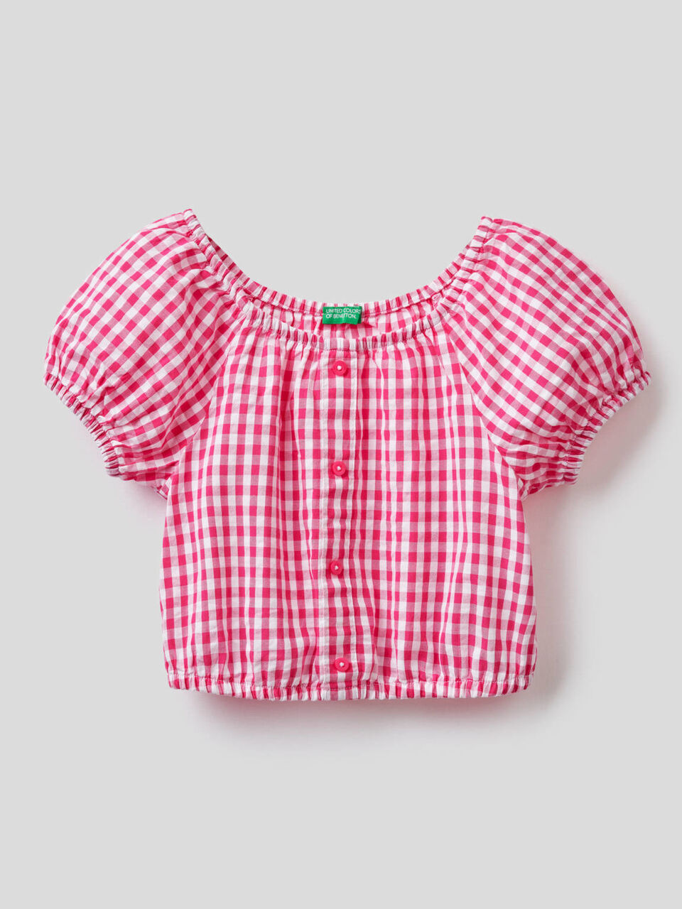 Cropped Vichy pattern blouse image number 1