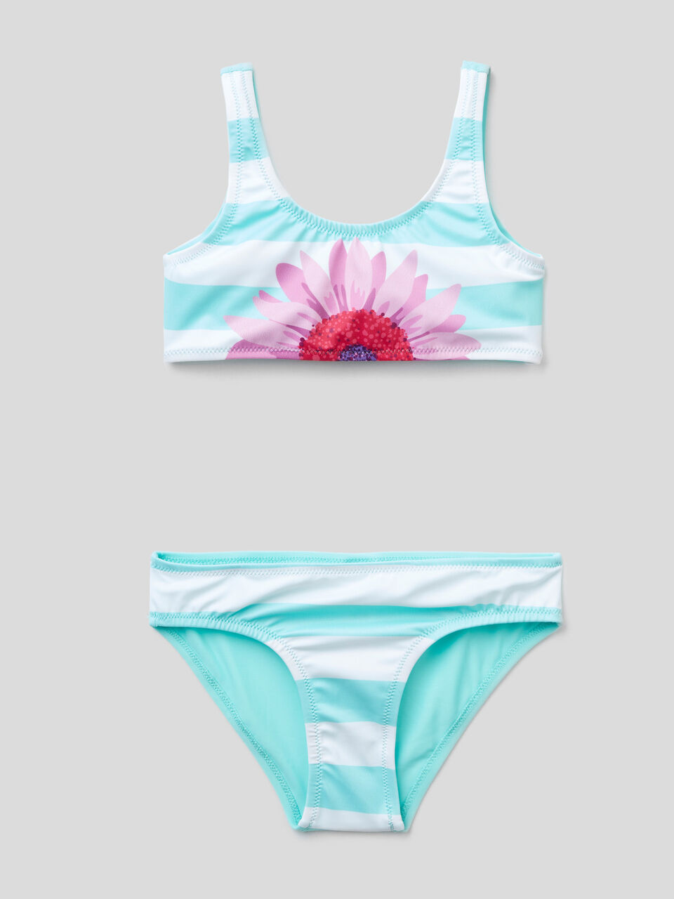 Striped bikini with flowers image number 1