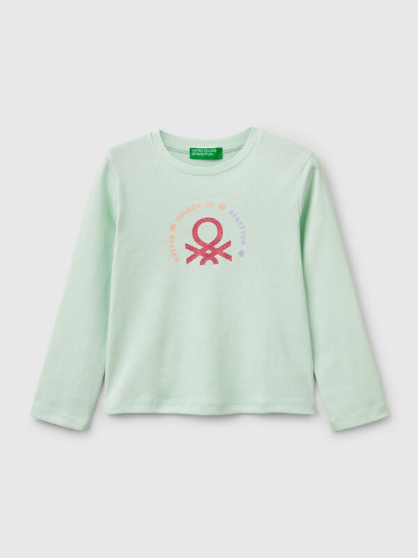 Slim fit t-shirt with glittery print Junior Girl