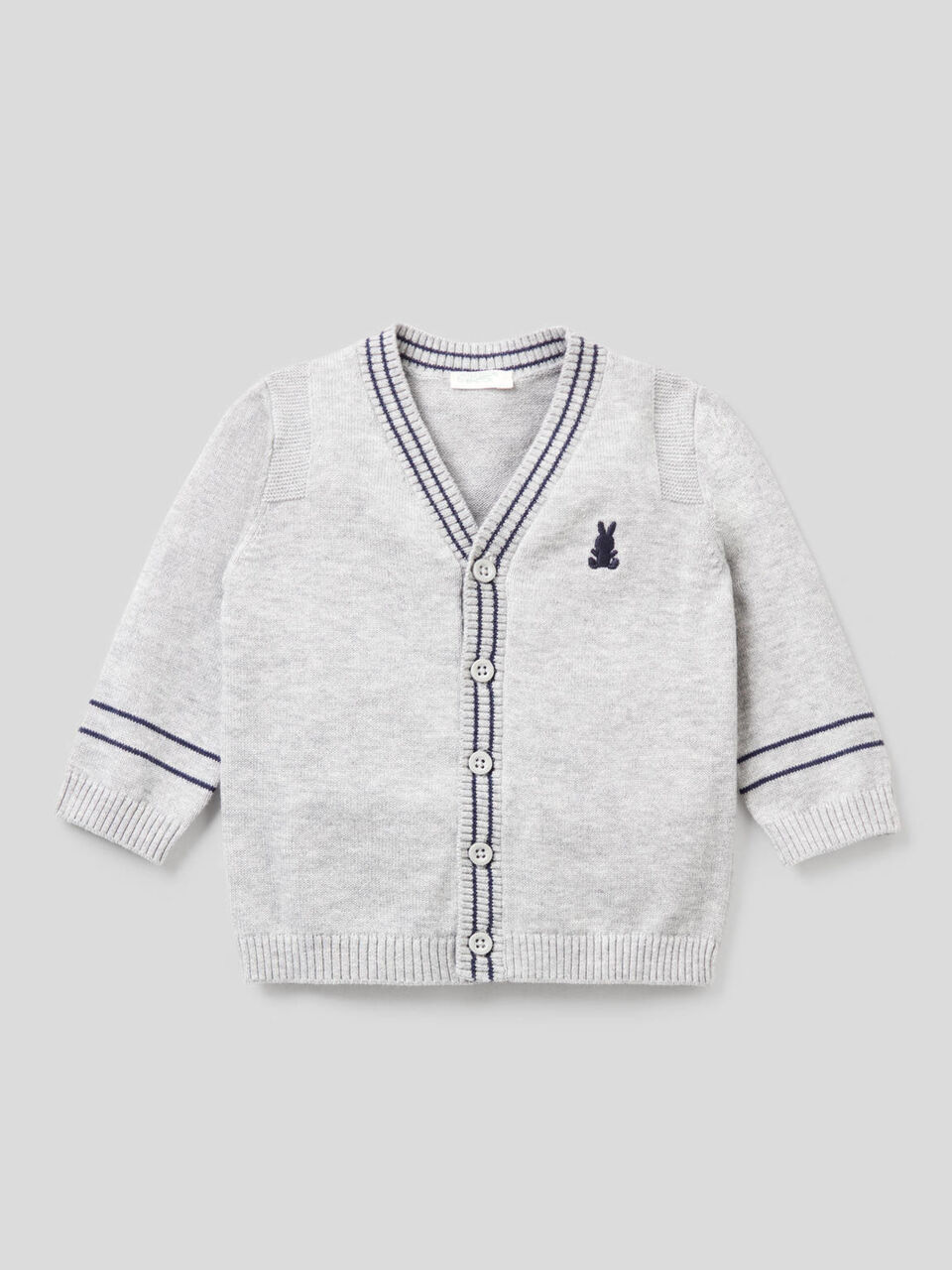 Cardigan with V-neck in pure cotton image number 1