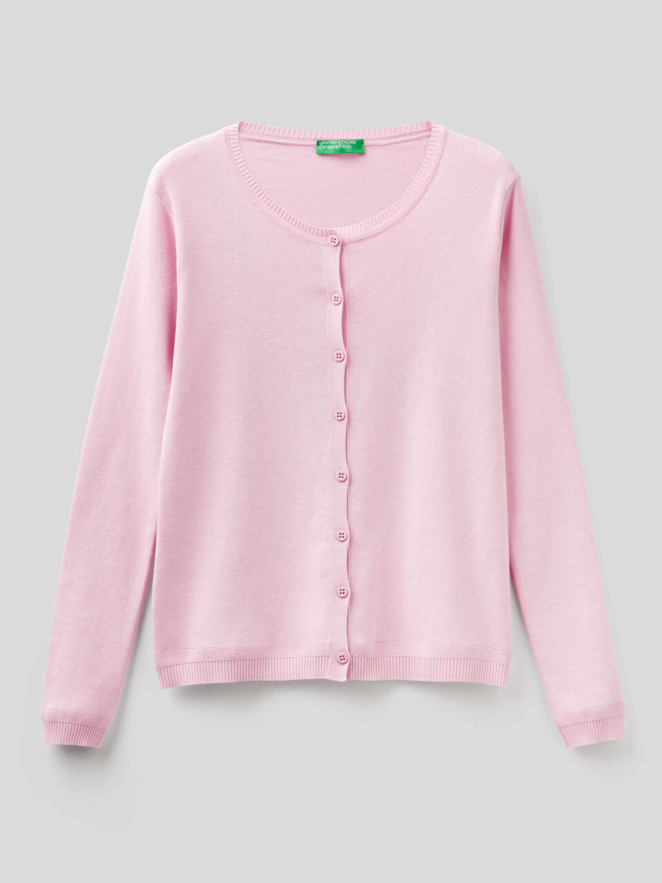 Pure cotton crew neck cardigan image number null