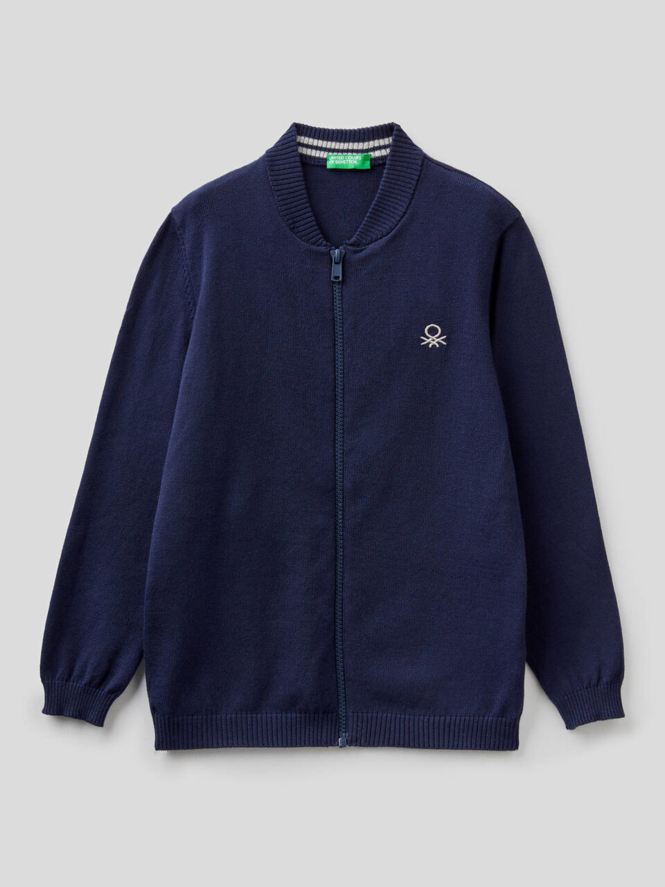 Zip-up cardigan in pure cotton image number 1