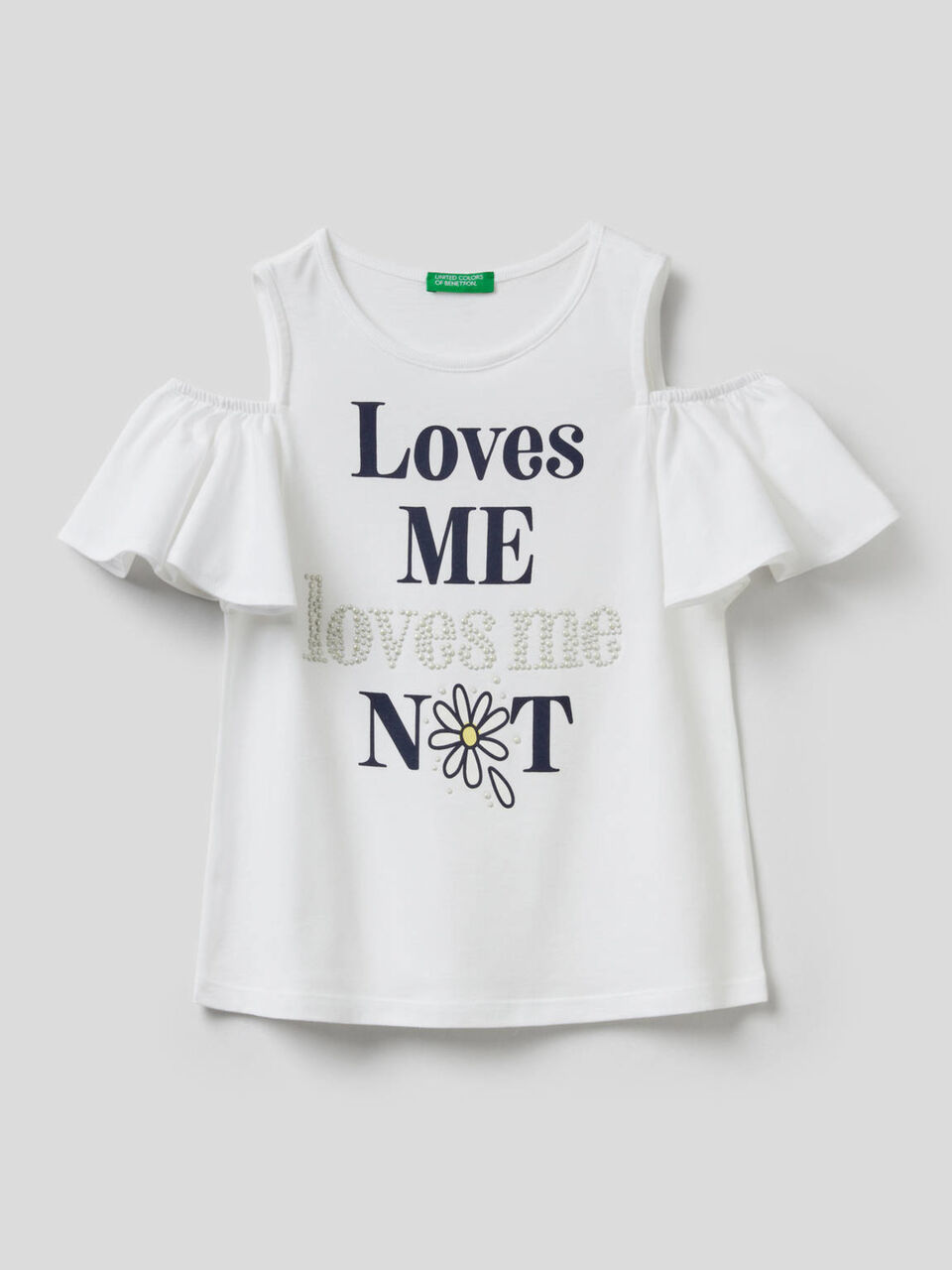 T-shirt with print and bare shoulders image number 1