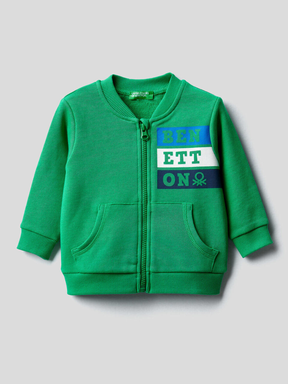 Sweatshirt with zip in organic cotton image number 1