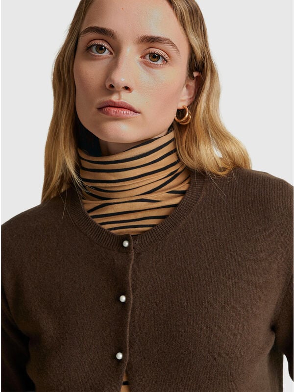 Brown cardigan in pure Merino wool Women