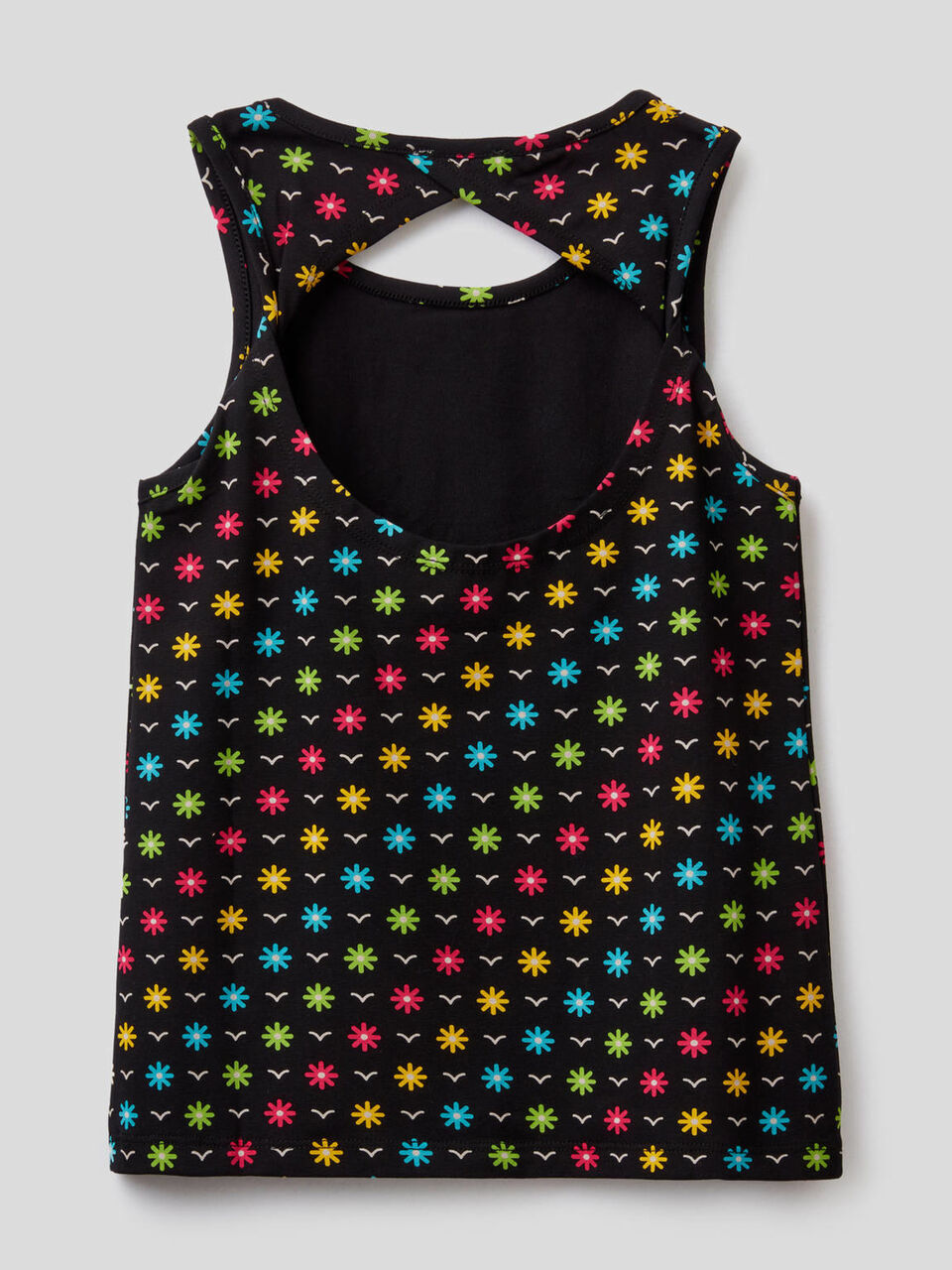 Printed tank top in stretch cotton image number 2