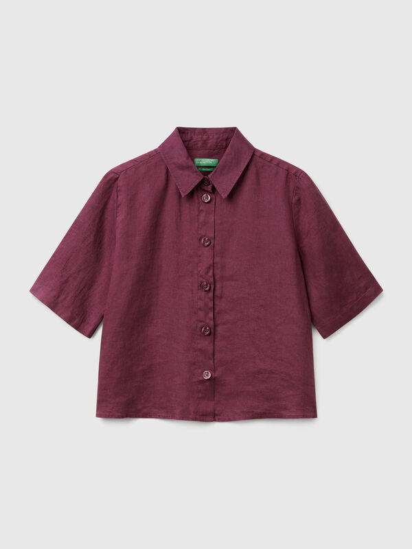 Short shirt in pure linen Women