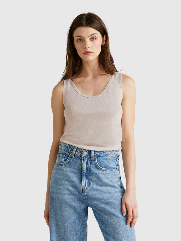 Tank top in pure linen Women