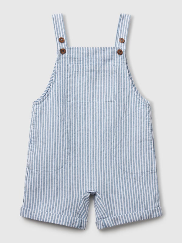 Striped dungarees in linen blend Junior Boy