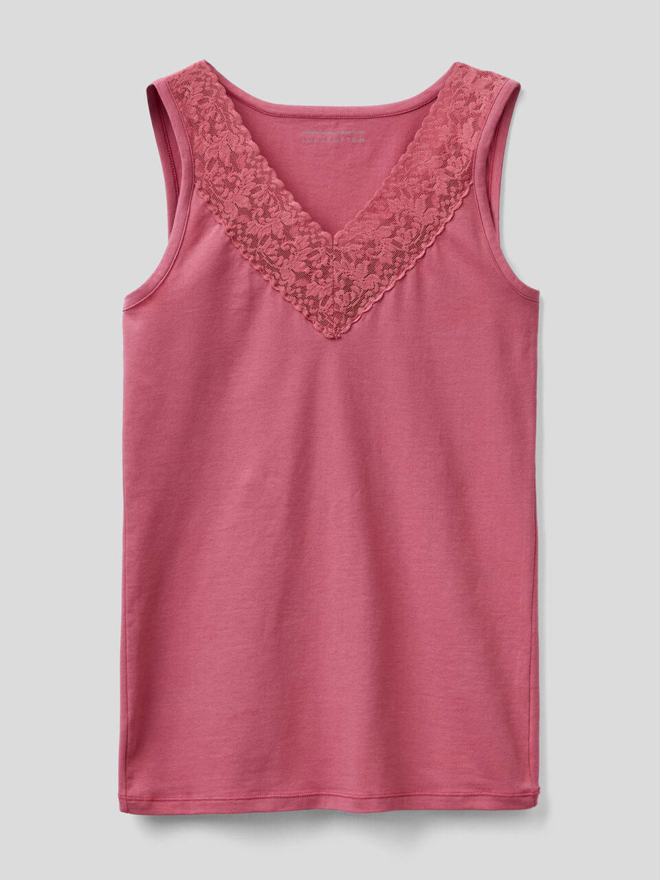 Tank top with V-neck in lace image number 1