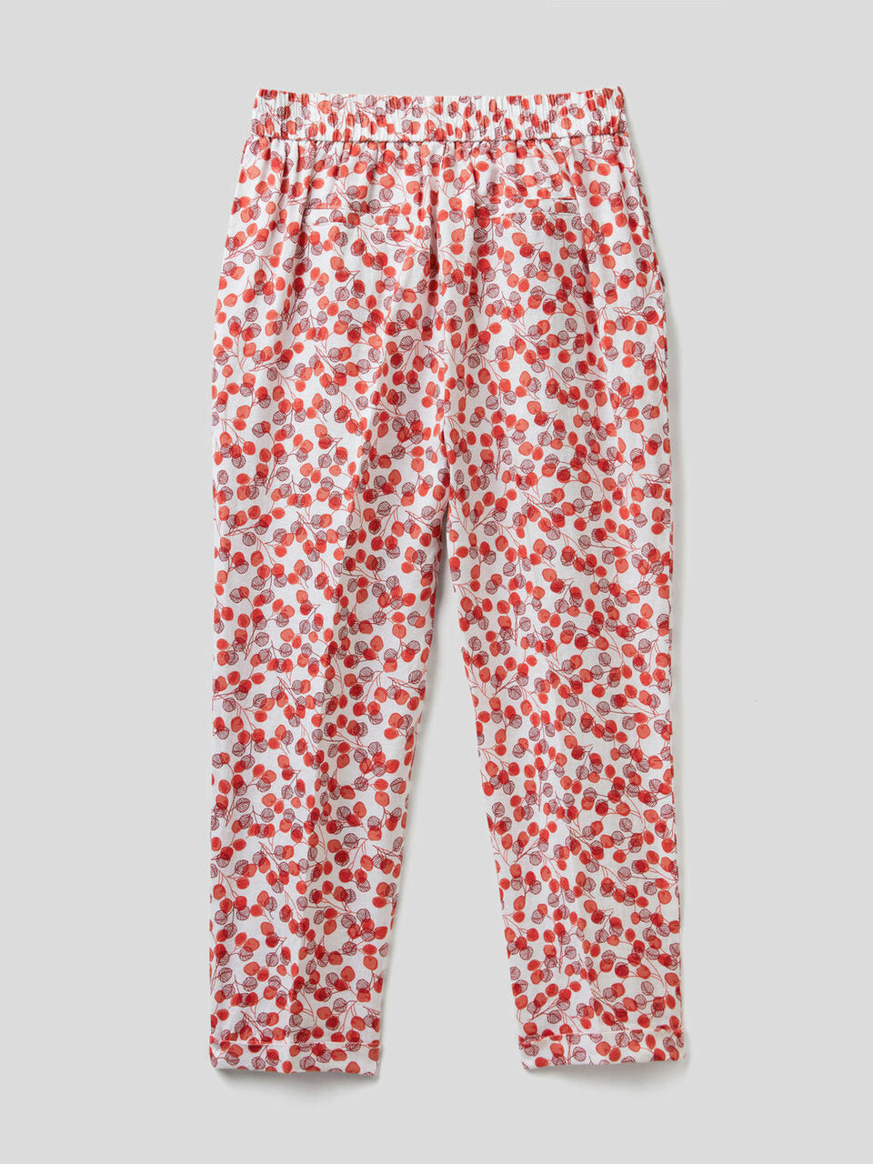 Trousers in 100% linen with pattern print image number 2