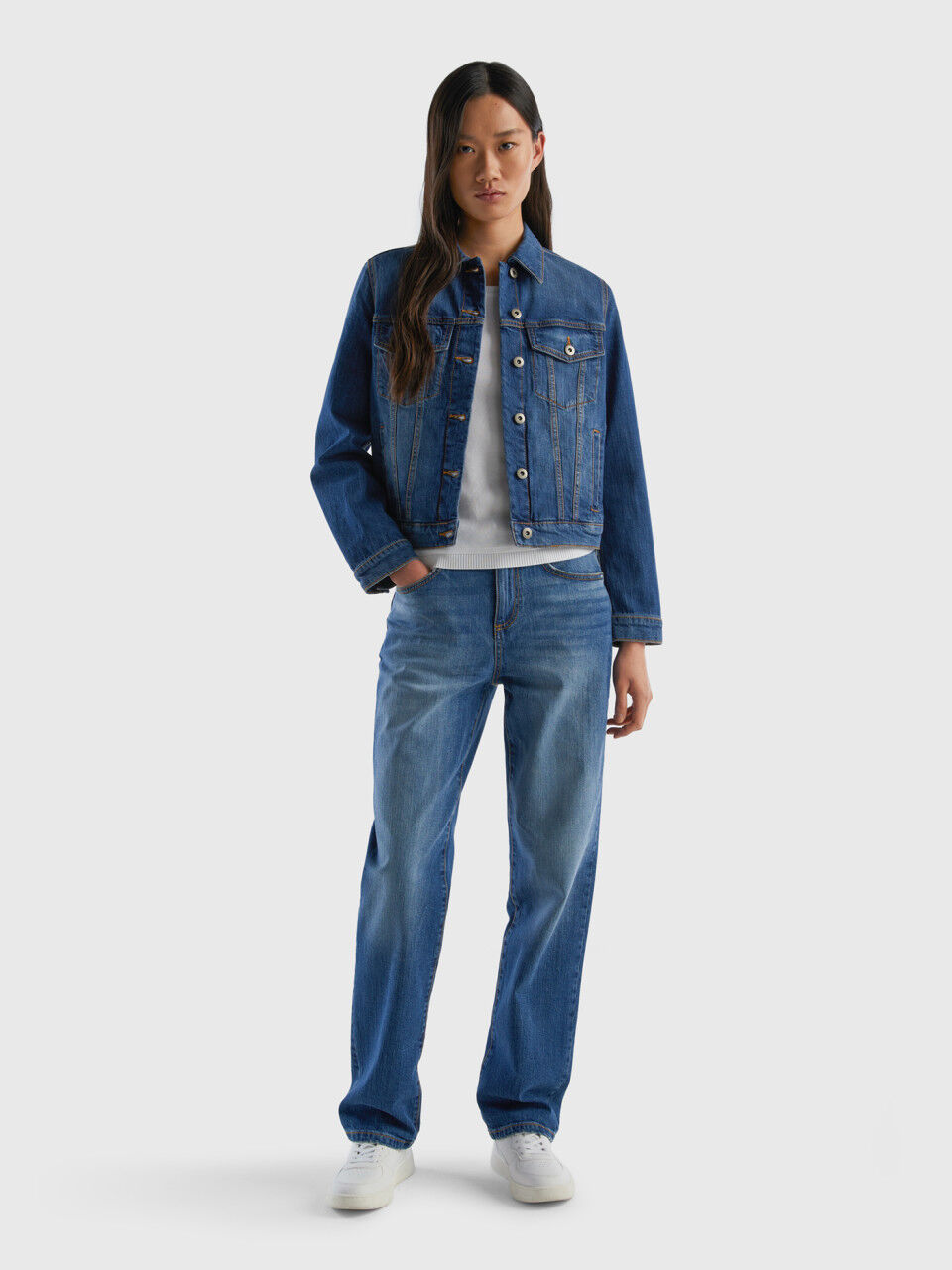Five-pocket straight leg jeans