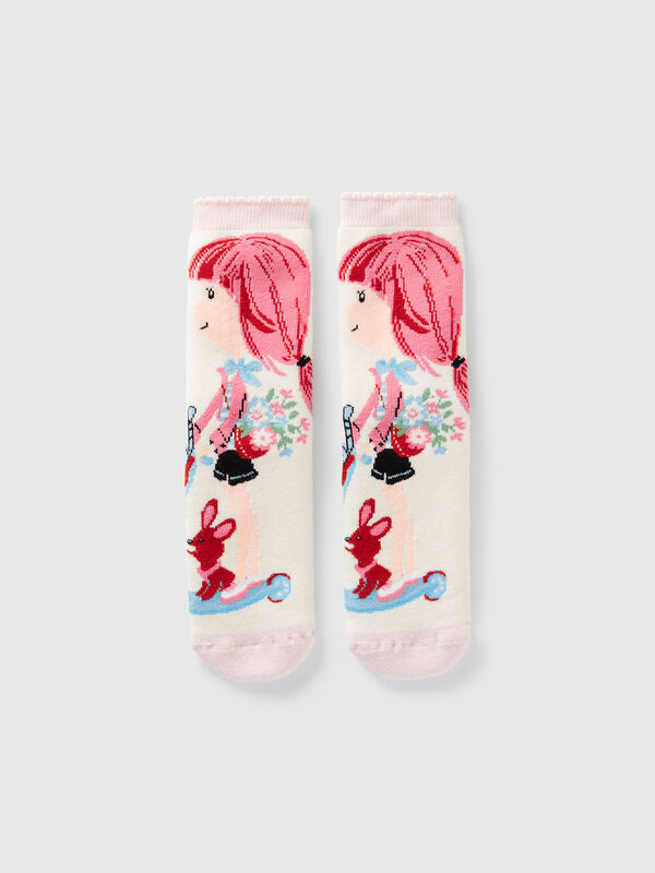 White non-slip socks with doll inlay Junior Boy