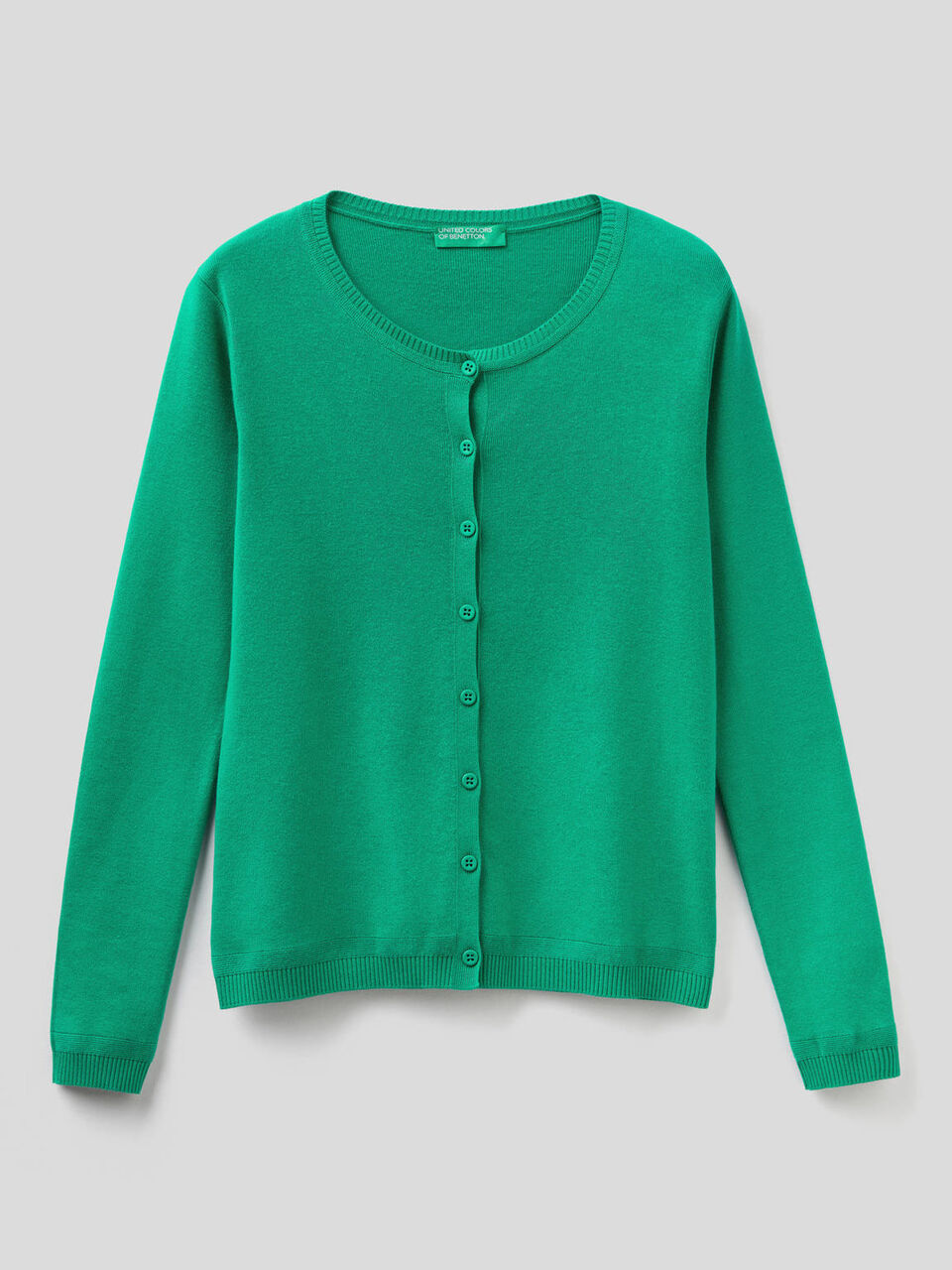 Pure cotton crew neck cardigan image number null