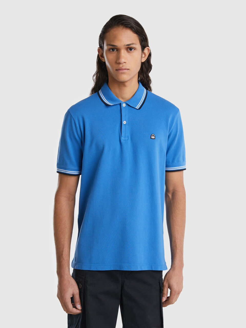 Short sleeve stretch cotton polo