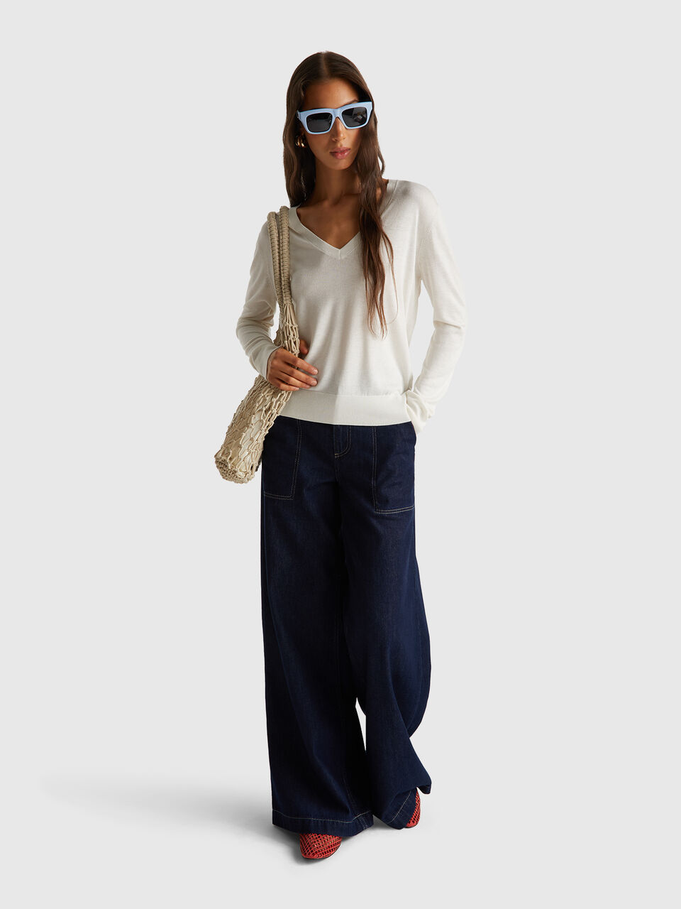 V NECK SWEATER L/S Women image number null