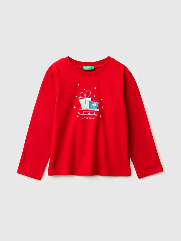 T-shirt with glittery print Junior Girl