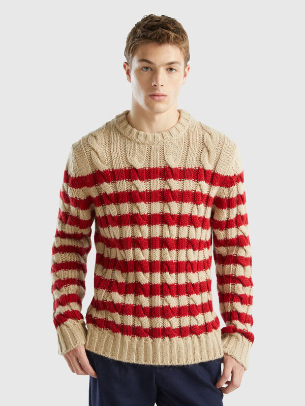 Striped sweater in alpaca and wool blend Men