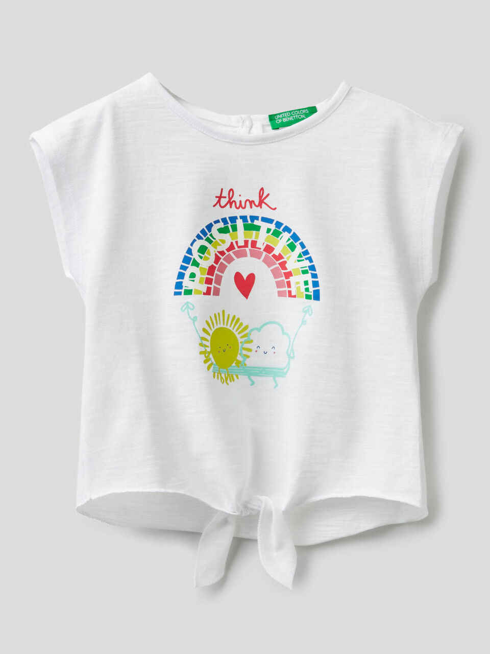 T-shirt in 100% cotton with bow at the bottom image number 1