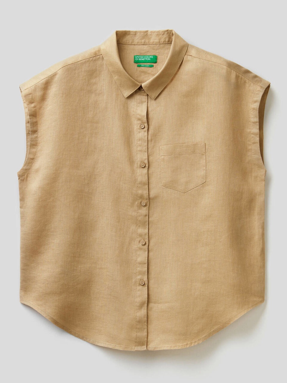 100% linen short sleeve shirt image number 1