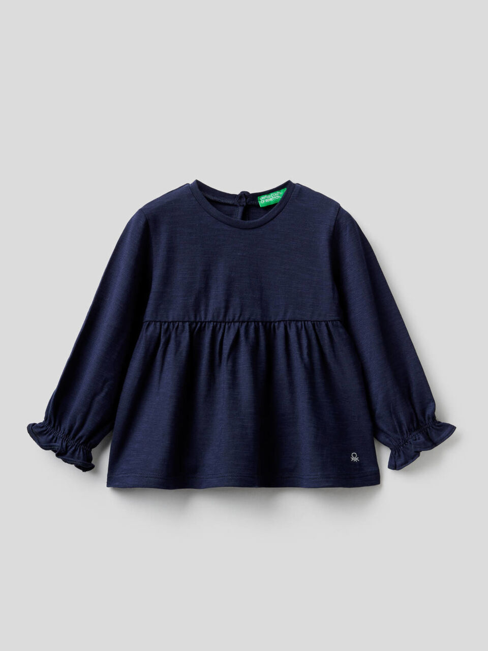 Blouse in 100% organic cotton with frill image number 1