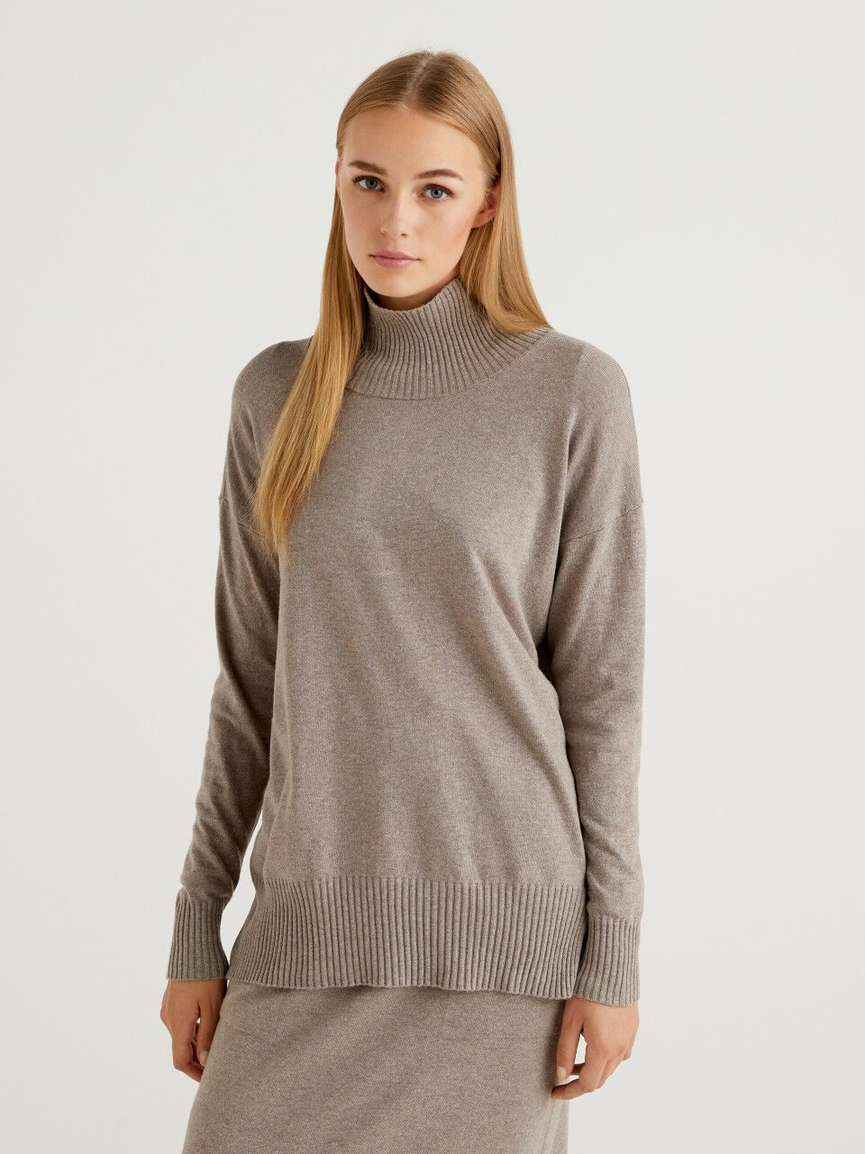 Turtleneck in silk and cashmere blend