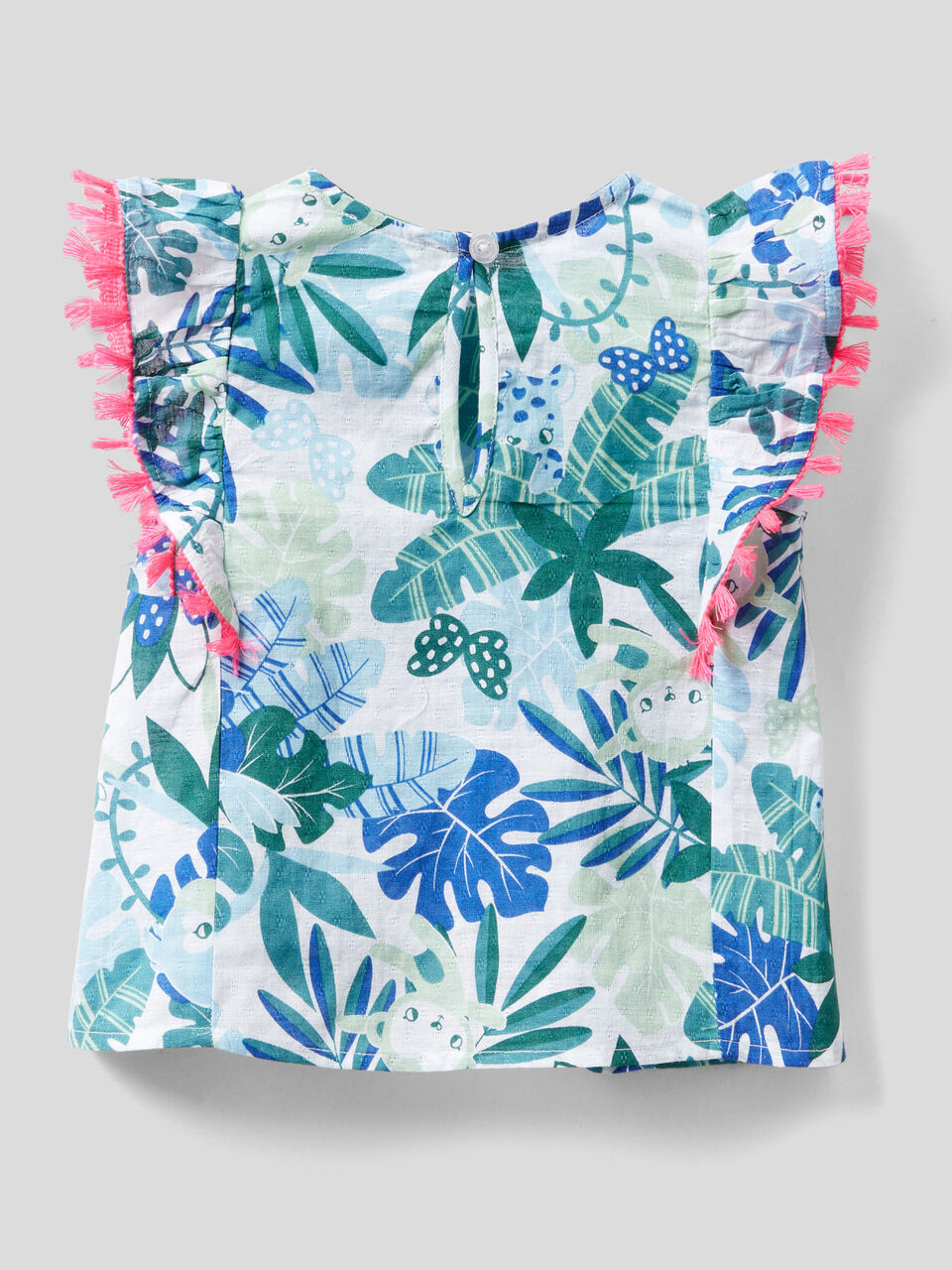 Patterned blouse with neon tassels image number 2