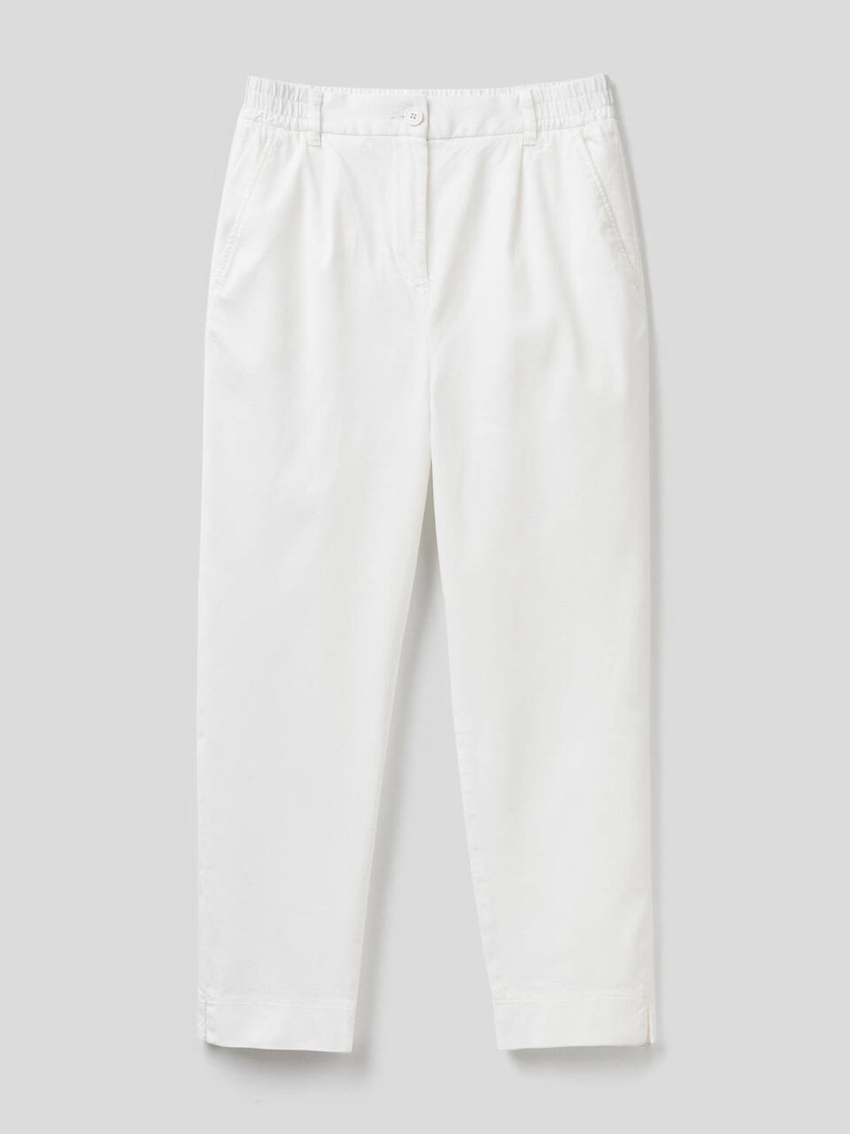 Stretch cotton solid color trousers image number 1